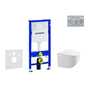 GEBERIT Duofix Set předstěnové instalace, klozetu Gaia a sedátka softclose, tlačítko Delta01, matný chrom SANI11CA1131 obraz