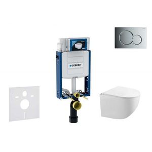 GEBERIT Kombifix Set předstěnové instalace, klozetu Gaia a sedátka softclose, tlačítko Sigma01, lesklý chrom SANI15CA1118 obraz