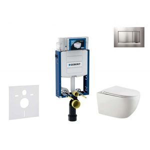 GEBERIT Kombifix Set předstěnové instalace, klozetu Gaia a sedátka softclose, tlačítko Sigma30, chrom mat/chrom SANI15CA1124 obraz