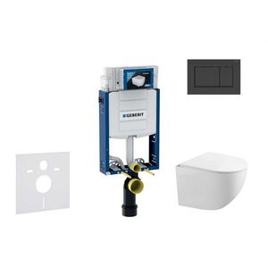 GEBERIT Kombifix Set předstěnové instalace, klozetu Gaia a sedátka softclose, tlačítko Sigma30, matná černá/černá SANI15CA5105 obraz