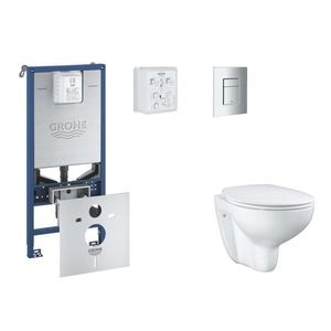 GROHE Rapid SLX Set předstěnové instalace, klozetu, sedátka SoftClose a tlačítka Skate Cosmopolitan, matný chrom SANI11BB2102 obraz