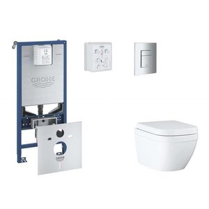 GROHE Rapid SLX Set předstěnové instalace, klozetu, sedátka SoftClose a tlačítka Skate Cosmopolitan, Triple Vortex, chrom SANI11BB2104 obraz