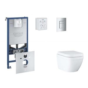 GROHE Rapid SLX Set předstěnové instalace, klozetu, sedátka SoftClose a tlačítka Skate Cosmopolitan, Triple Vortex, matný chrom SANI11BB2105 obraz