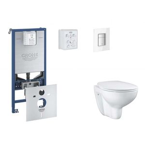 GROHE Rapid SLX Set předstěnové instalace, klozetu, sedátka SoftClose a tlačítka Skate Cosmopolitan, Moon White SANI11BB3103 obraz