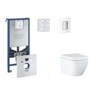 GROHE Rapid SLX Set předstěnové instalace, klozetu, sedátka SoftClose a tlačítka Skate Cosmopolitan, Triple Vortex, Moon White SANI11BB3107 obraz