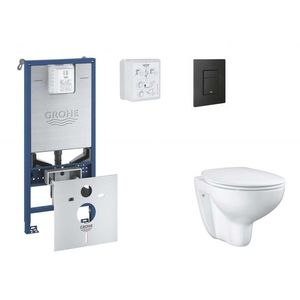 GROHE Rapid SLX Set předstěnové instalace, klozetu, sedátka SoftClose a tlačítka Even, phantom black SANI11BB5101 obraz