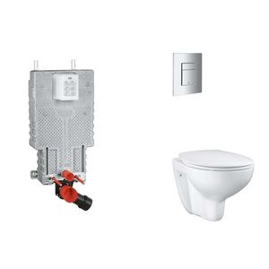 GROHE Uniset Set předstěnové instalace, klozetu, sedátka SoftClose a tlačítka Skate Cosmopolitan, chrom SANI15BB2101 obraz