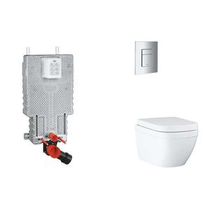 GROHE Uniset Set předstěnové instalace, klozetu, sedátka SoftClose a tlačítka Skate Cosmopolitan, Triple Vortex, chrom SANI15BB2104 obraz