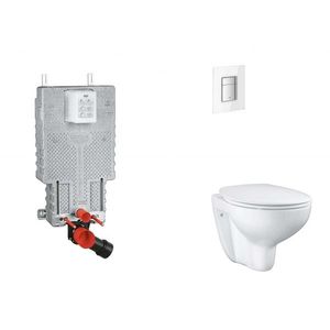 GROHE Uniset Set předstěnové instalace, klozetu, sedátka SoftClose a tlačítka Skate Cosmopolitan, Moon White SANI15BB3103 obraz