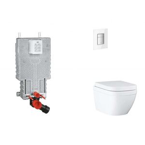 GROHE Uniset Set předstěnové instalace, klozetu, sedátka SoftClose a tlačítka Skate Cosmopolitan, Triple Vortex, Moon White SANI15BB3107 obraz