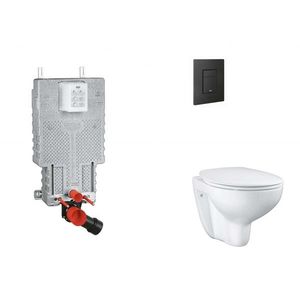 GROHE Uniset Set předstěnové instalace, klozetu, sedátka SoftClose a tlačítka Even, phantom black SANI15BB5101 obraz