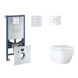 GROHE Rapid SLX Set předstěnové instalace, klozetu, sedátka SoftClose a tlačítka Arena Cosmopolitan, Triple Vortex, alpská bílá SANI11BB3108 obraz