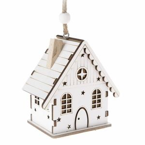 Vánoční LED závěsná dekorace Star house bílá, 7, 5 x 8 x 5 cm obraz