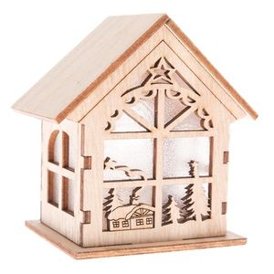 Dřevěný LED domeček Christmas cabin hnědá, 8 x 6, 5 x 5, 5 cm obraz