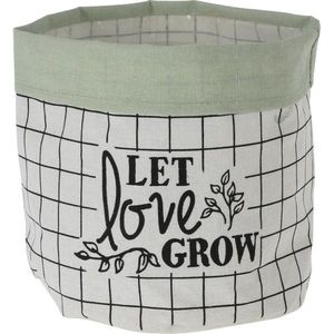 Textilní obal na květináč Let Love Grow, 20 x 18 cm, sv. zelená obraz