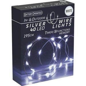 Světelný drát s časovačem Silver lights 40 LED, studená bílá, 195 cm obraz