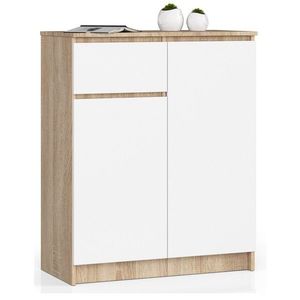 Ak furniture Komoda Kiara 80 cm 2 skříňky a 1 šuplík dub sonoma/bílá obraz