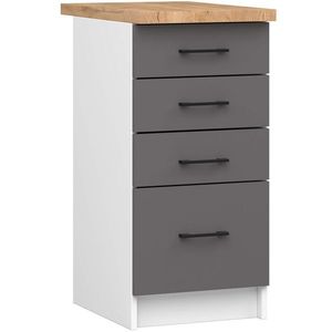 Ak furniture Kuchyňská skříňka OLIVIE II 40x85 cm matná bílá/matná grafitově šedá/dub přírodní obraz