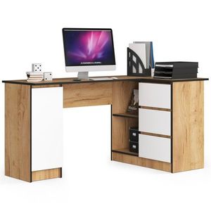 Ak furniture Rohový psací stůl B20 155 cm dub craft zlatý/bílý pravý obraz