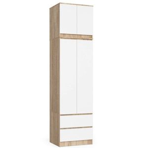 Ak furniture Šatní skříň s nástavcem STAR 234 cm bílá/dub sonoma obraz