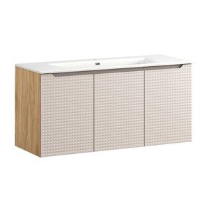 Comad Závěsná skříňka Luxor Beige Sky se zápustným umyvadlem 120 cm béžová/dub olejovaný obraz