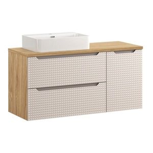 Comad Závěsná skříňka Luxor Beige Trust s deskou a umyvadlem 120 cm černá/dub olejovaný obraz