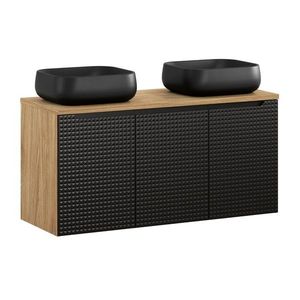 Comad Závěsná skříňka Luxor Black s deskou a umyvadly 120 cm dub olejovaný/černá obraz