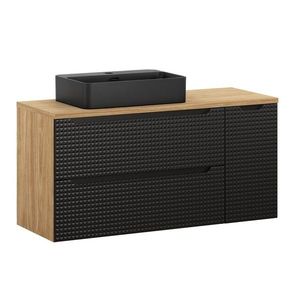 Comad Závěsná skříňka Luxor Black Trust s deskou a umyvadlem 120 cm černá/dub olejovaný obraz