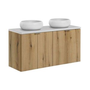 Comad Závěsná skříňka Nova Oak s deskou a umyvadlem 120 cm dub coast evoke/bílá obraz