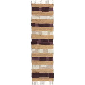 Ručně tkaný běhoun s příměsí juty ve fialovo-přírodní barvě 60x230 cm Medina Blocks – Flair Rugs obraz