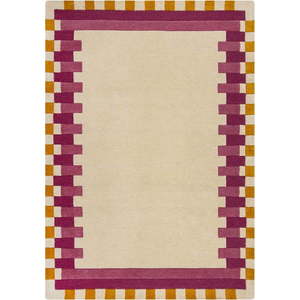 Žluto-růžový ručně tkaný vlněný koberec 160x230 cm Kai Wool Border – Flair Rugs obraz