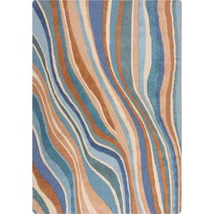 Modrý ručně tkaný vlněný koberec 160x230 cm Abstract Flow – Flair Rugs obraz