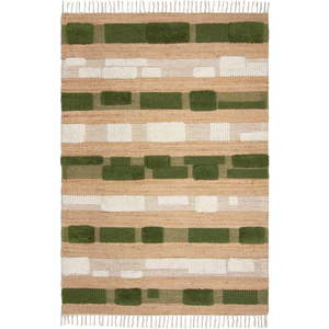 Ručně tkaný koberec s příměsí juty v zeleno-přírodní barvě 120x170 cm Medina Blocks – Flair Rugs obraz