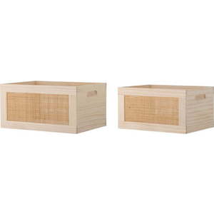 Dekorativní dřevěné úložné boxy v přírodní barvě v sadě 2 ks 39x29x20 cm Piana – Bloomingville obraz