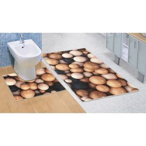 Bellatex Koupelnová předložka Dřevěné koule 3D, 60 x 100 + 60 x 50 cm obraz