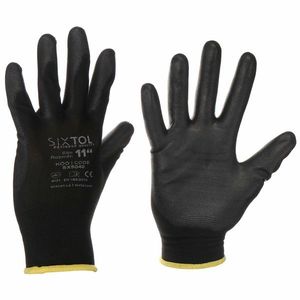 Sixtol Pracovní polyesterové rukavice GLOVE PE-PU 11 černá, velikost 11" obraz