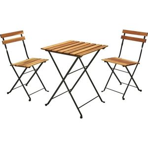 Skládací bistro set Lagos, 3 ks, akátové dřevo, ocelový rám obraz