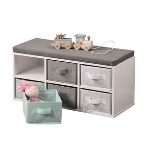 Kesper 17729 Lavice s 6 boxy, bílá/šedá/mátová, 38 x 68 x 29, 5 cm obraz