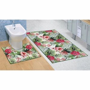 Bellatex Koupelnová sada 3D tisk Ibišek, 60 x 100 cm, 60 x 50 cm obraz