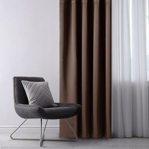 AmeliaHome Závěs Blackout Oxford Pleat tmavě hnědá, 140 x 245 cm obraz