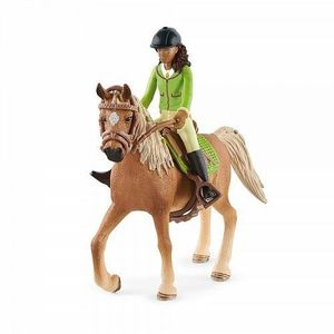 Schleich 42542 Černovláska Sarah s pohyblivými klouby na koni Mystery obraz