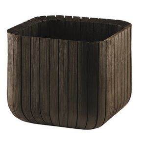 Keter Plastový květináč Cube planter M hnědá, 30 x 30 x 30 cm obraz