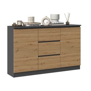 TP Living Komoda Saloe 2D3S 120 cm antracit/dub artisan obraz