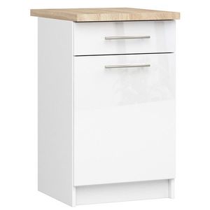 Ak furniture Kuchyňská skříňka Olivie S 50 cm 1D 1S bílá/bílý lesk/dub sonoma obraz