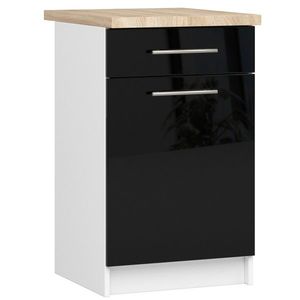 Ak furniture Kuchyňská skříňka Olivie S 50 cm 1D 1S bílá/černý lesk/dub sonoma obraz