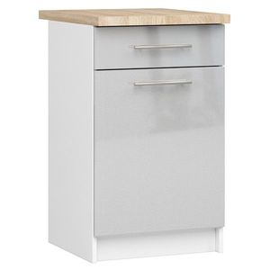 Ak furniture Kuchyňská skříňka Olivie S 50 cm 1D 1S bílá/metalický lesk/dub sonoma obraz