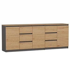 TP Living Sada komod COSTA 200 cm antracitová/dub artisan obraz