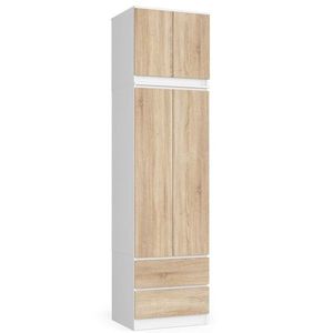 Ak furniture Šatní skříň s nástavcem STAR 60 cm bílá/dub sonoma obraz