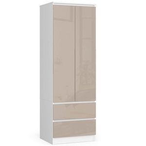 Ak furniture Šatní skříň Star 60 cm bílá/cappuccino lesk obraz