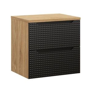 Comad Závěsná skříňka pod umyvadlo Luxor Black s deskou 60 cm černá/dub olejovaný obraz